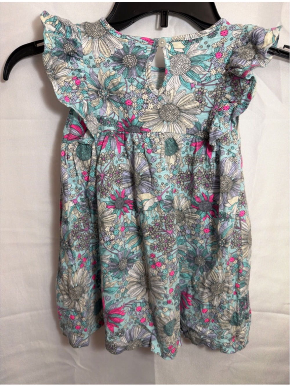 Girls OshKosh B'gosh Casual Summer Dress Size 5 Blue Pink Floral - Picture 5 of 5